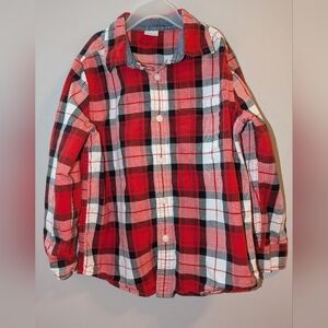 ❤️ Gymboree Fun At Heart Red Black Plaid Cotton Poplin Button Front Kids Shirt 5